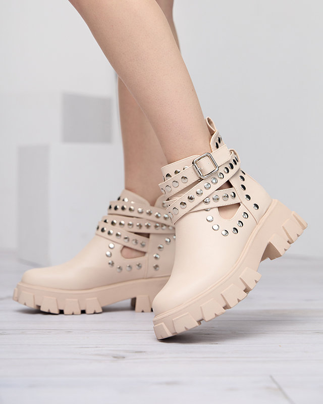 Dámske béžové čižmy na hrubšej podrážke Alaros- Shoes