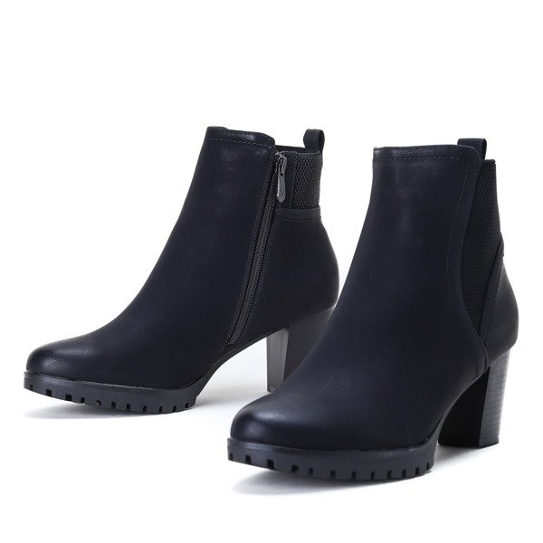 Czarne botki na słupku Brode - Obuwie