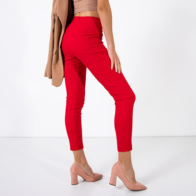 Dámske červené zapínanie na gombíky - Nohavice