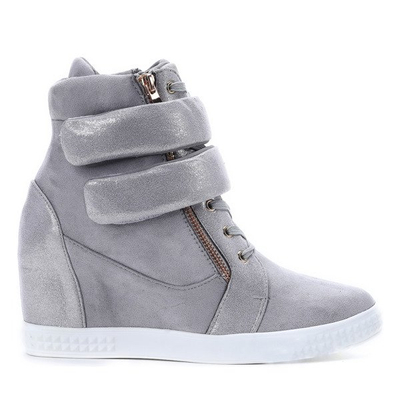 Szare sneakersy na koturnie Mea- Obuwie