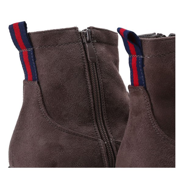 Brązowe sztyblety z ozdobnym obcasem Vierra - Obuwie