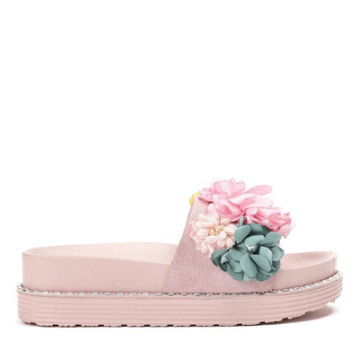 Růžové žabky na platformě s květinami Susana - Obuv 1