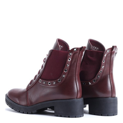 Bordowe workery Ember- Obuwie