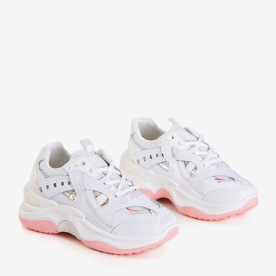 Biele a ružové cvičky s holografickými vložkami Etana - Obuv