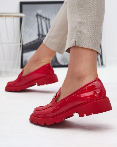 Červené lakované mokasíny pre ženy Pogola- Obuv