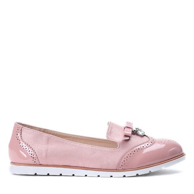 Rożowe mokasyny z cyrkonią Louise - Obuwie