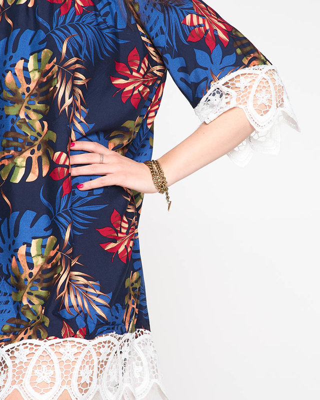 Dámska tunika v námorníckej modrej s listami - Oblečenie