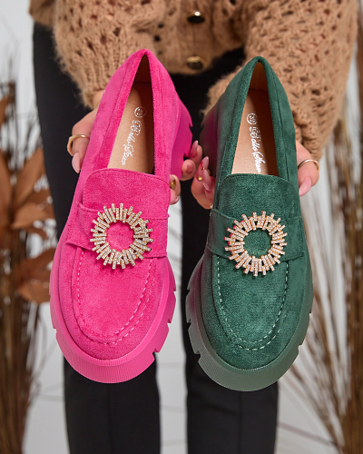 Royalfashion Fuchsia dámske mokasíny z eko semišu Likoki