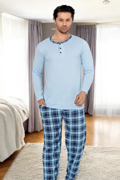 Royalfashion Pánske bavlnené kárované pyžamo