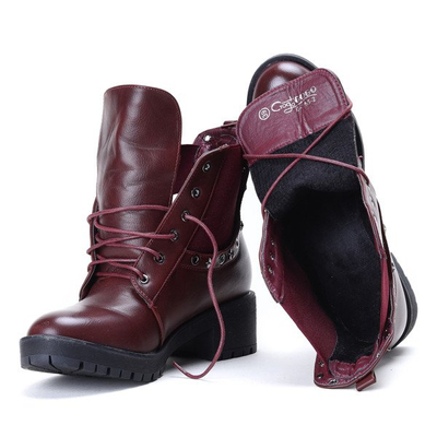 Bordowe workery Ember- Obuwie