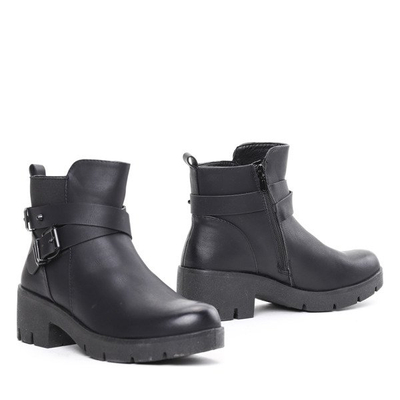 Czarne botki na grubym obcasie Geltrude- Obuwie