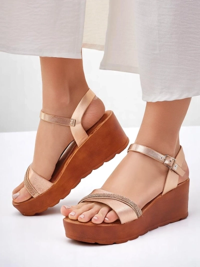 Royalfashion dámske platformové sandále s kamienkami a trblietaním Aurora Glow