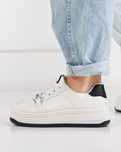 Čiernobiele športové topánky dámske tenisky s retiazkou Nevito - Obuv