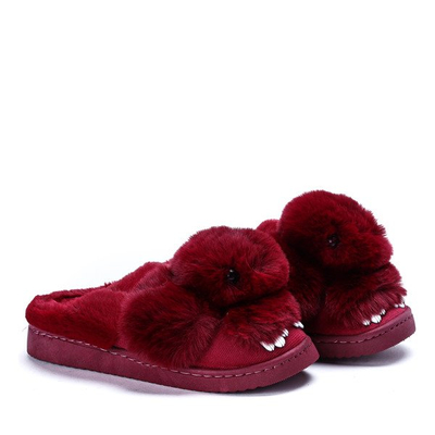 Bordowe kapcie Minny - Obuwie