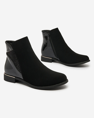 Royalfashion Čierne dámske čižmy so zirkónmi Overlissa