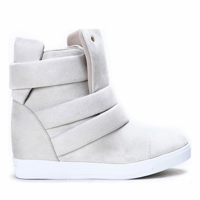 Beżowe sneakersy na krytym koturnie My Little Love- Obuwie