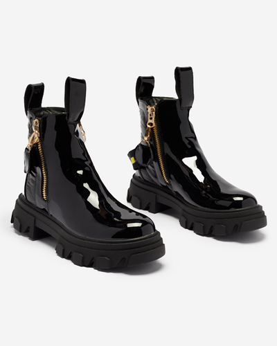 Dámske čierne lakované čižmy Osallu - Footwear