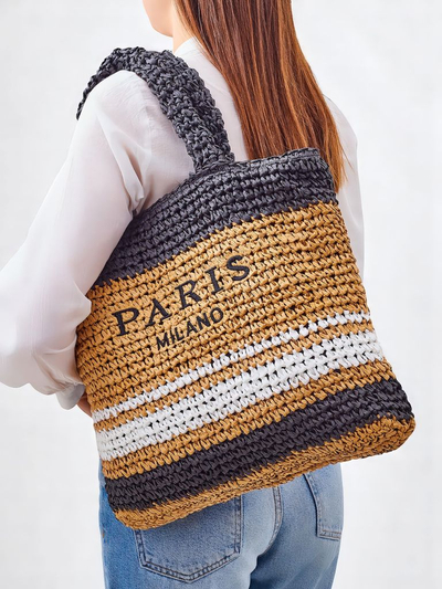 Royalfashion Veľká slamená dámska taška Paris Stripe