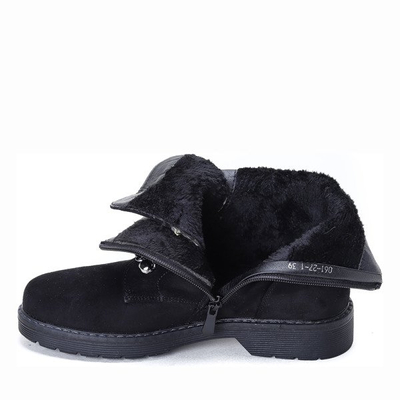 Czarne workery z łańcuszkami Bengta- Obuwie