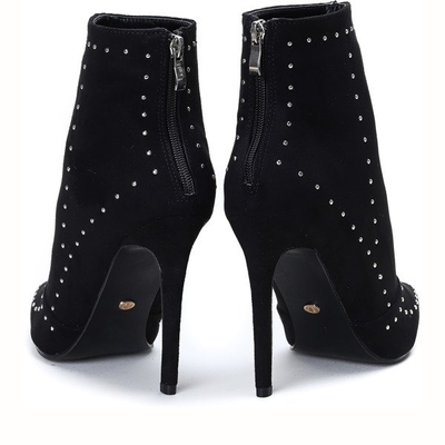 Czarne botki na szpilce Danielle - Obuwie