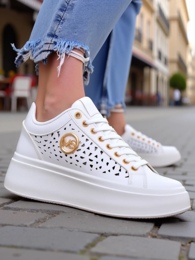 Aurelia Bianca – Bele Superge s Platformo Royalfashion Ecru