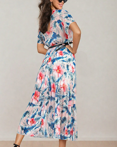 Royalfashion Dámske plisované kvetinové midi šaty