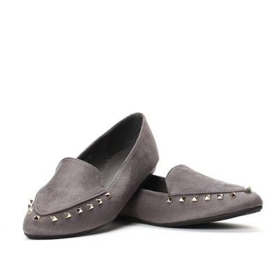 Szare baleriny wykonane z eko zamszu - Obuwie