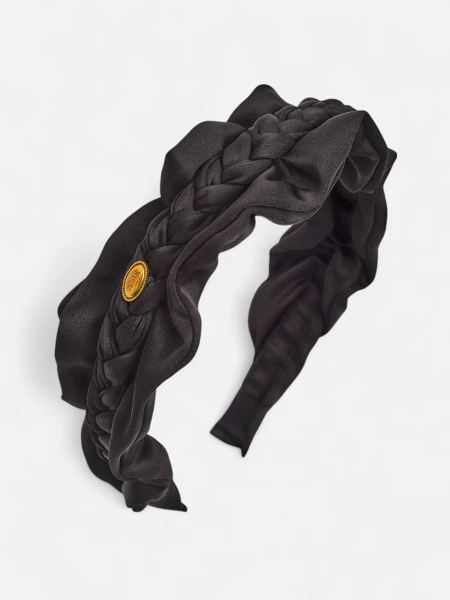 Royalfashion Naglavni trak za lase s pletenjem v kito in naborki