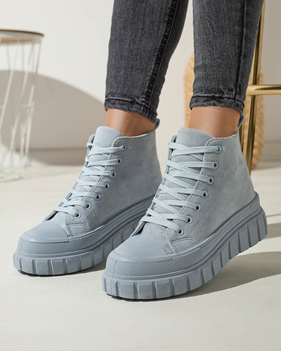 Svetlomodré dámske šnurovacie športové topánky a'la sneakers Netara - Obuv