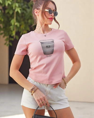 Royalfashion Dámske bavlnené tričko s potlačou z rhinestone