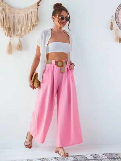 Royalfashion Dámske široké tkané nohavice