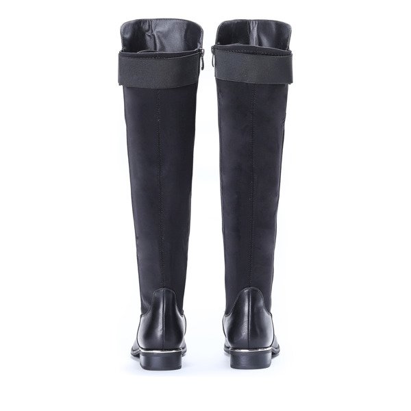 Czarne ocieplane kozaki na płaskim obcasie Isla - Obuwie