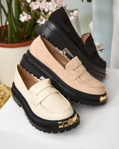 Ženski loaferji Aurelia bež barve na 5 cm platformi - stilski in udobni