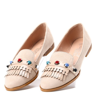 OUTLET Béžové mokasíny s dekoráciou Karmanellia - Topánky