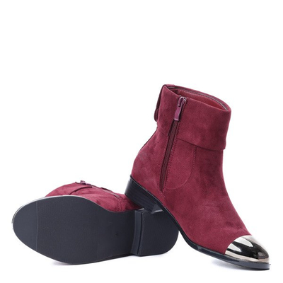 Bordowe sztyblety z metalicznym noskiem Yoon- Obuwie