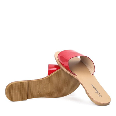 Červené papuče na plochej podrážke Austis - Obuv