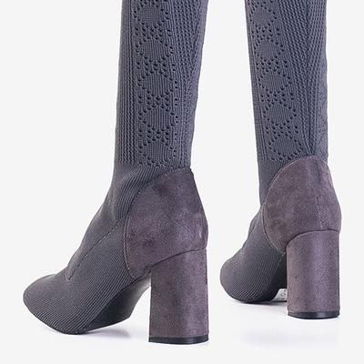 Šedé dámske čižmy a'la balladyna sock - Obuv