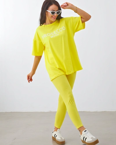 Royalfashion Bavlnená súprava pre ženy s krátkymi rukávmi a legínami