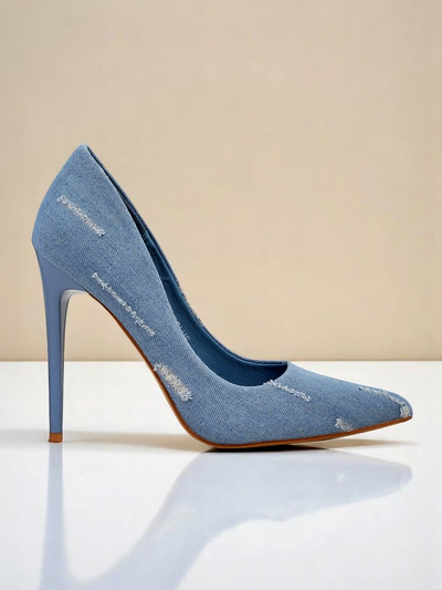 Royalfashion Dámske lodičky na vysokom opätku Denim Chic