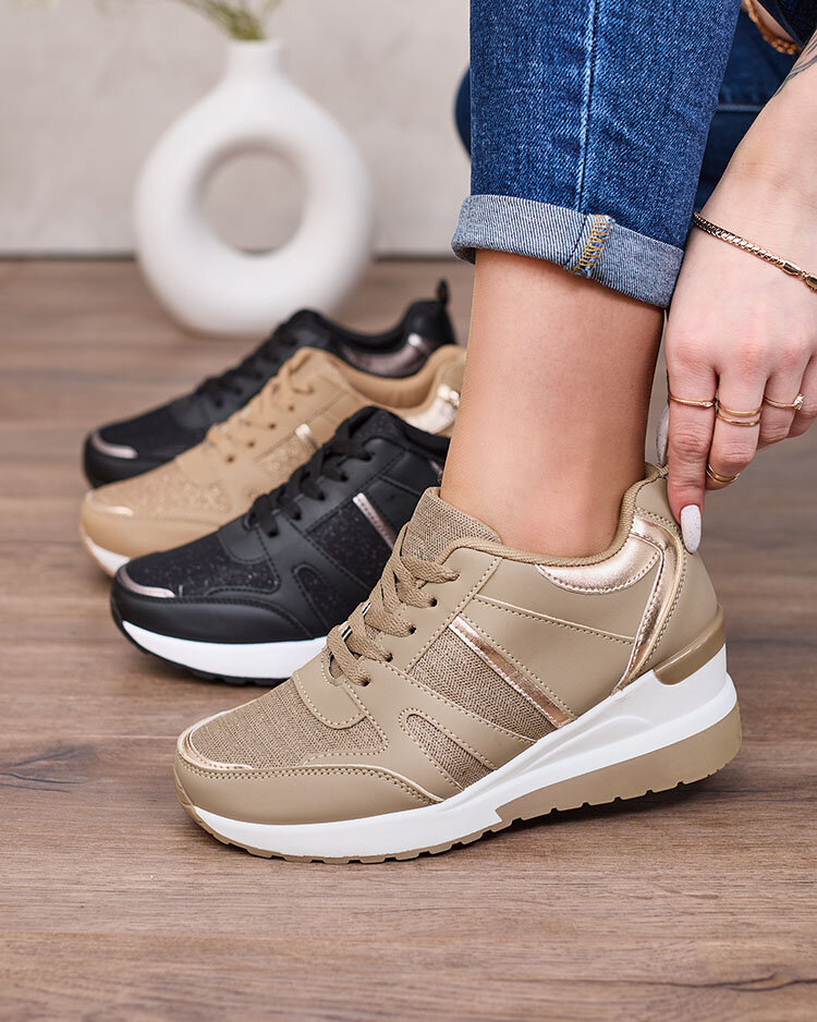 Royalfashion Béžovo-hnedé dámske športové tenisky na platformách Lacyrllia