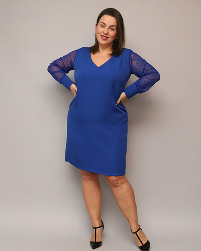Lesklé šaty po kolená v zelenej farbe PLUS SIZE- Oblečenie