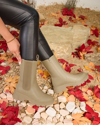 Royalfashion Dámske vysoké čižmy v béžovej farbe Adiofa