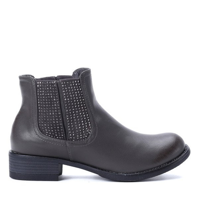 Szare botki z cyrkoniami Ina- Obuwie