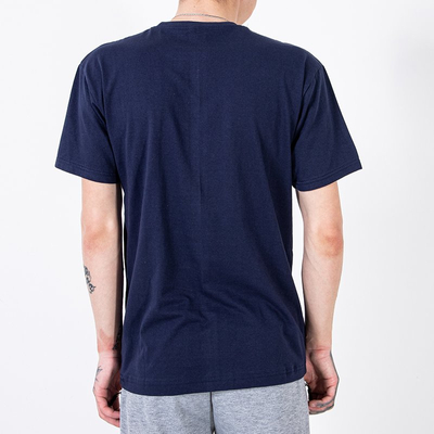 Pánske tmavomodré bavlnené tričko s potlačou - Oblečenie