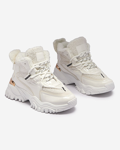 Biela dámska športová obuv s kožušinou Sagglo- Obuv