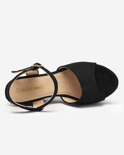 OUTLET Čierne dámske sandále na kline Nalem - Obuv