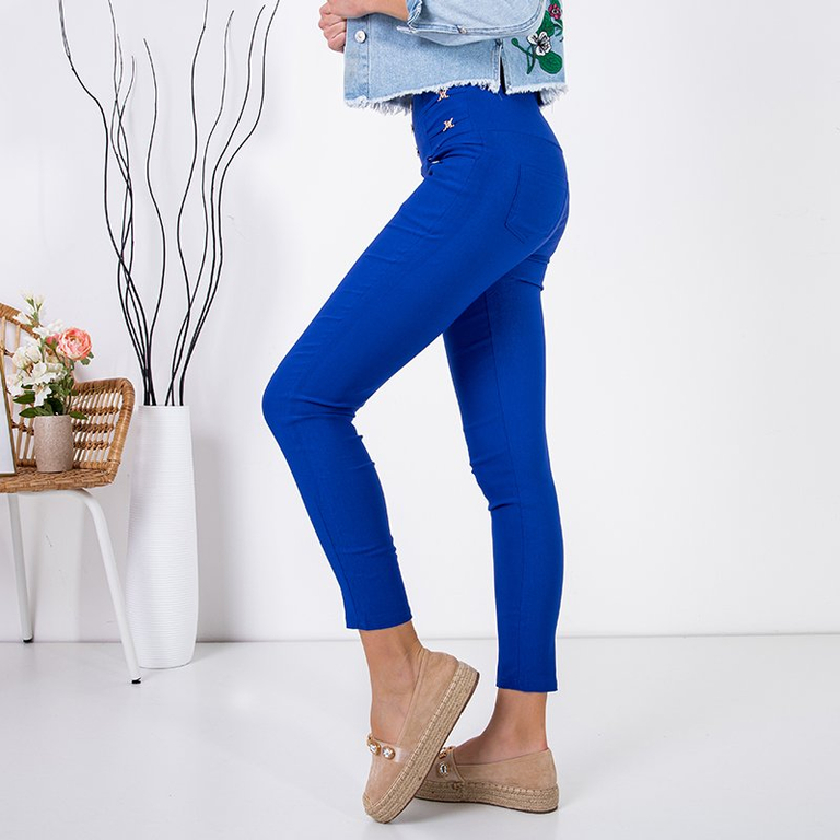 Dámske kobaltové treggy s ozdobami - Oblečenie