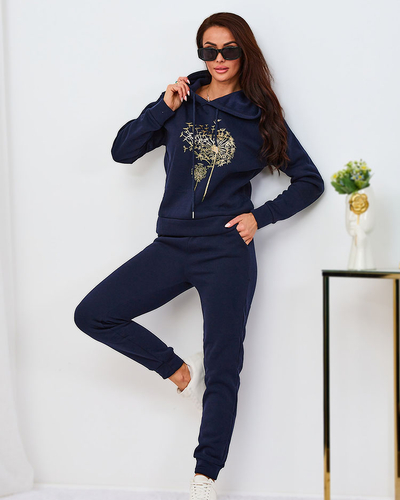 Royalfashion Čierna dámska zateplená tepláková súprava so zlatou potlačou