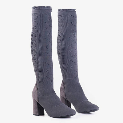 Šedé dámske čižmy a'la balladyna sock - Obuv