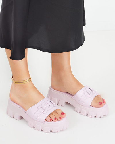 OUTLET Fialové dámske papuče na hrubšej podrážke Inza-Shoes